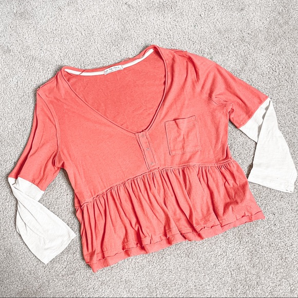 Free People Tops - Free People babydoll orange cream top